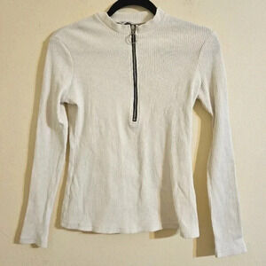 Blank Ribbed Zipper Tee